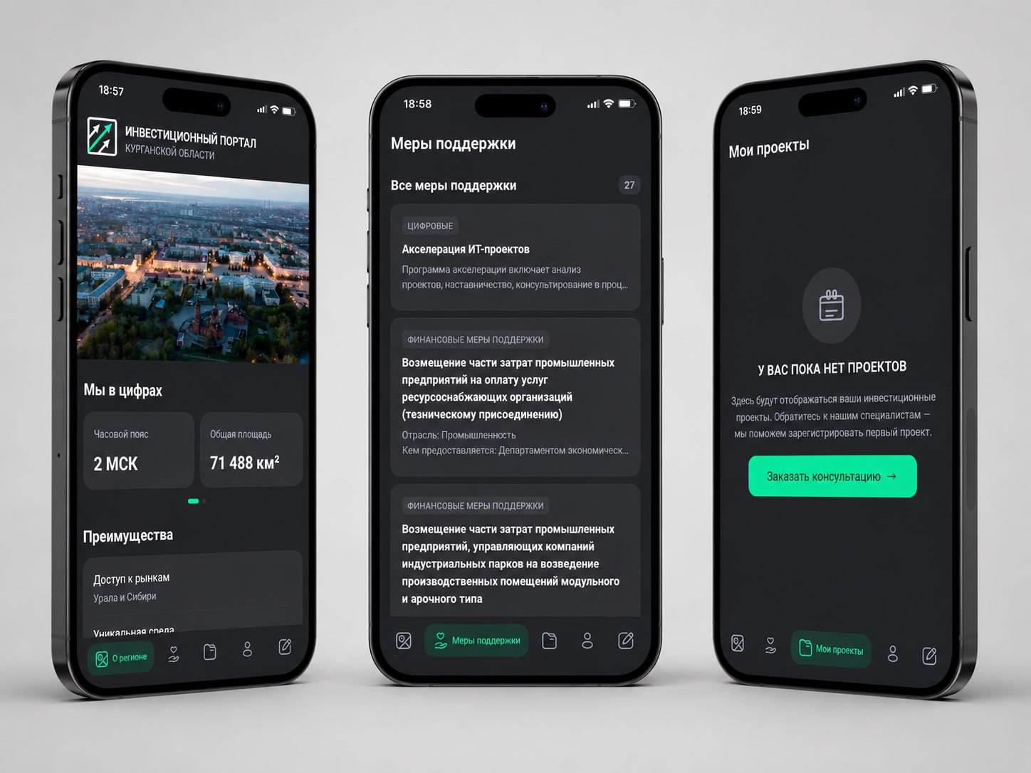 Мобильное приложение инвестора для Курганской области